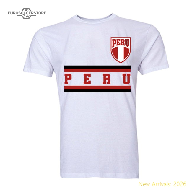 S,Peru Tournament Peru Core Football Country T-Shirt (White)-World Cup Jersey Hub - 2026 National Football Kits Store
