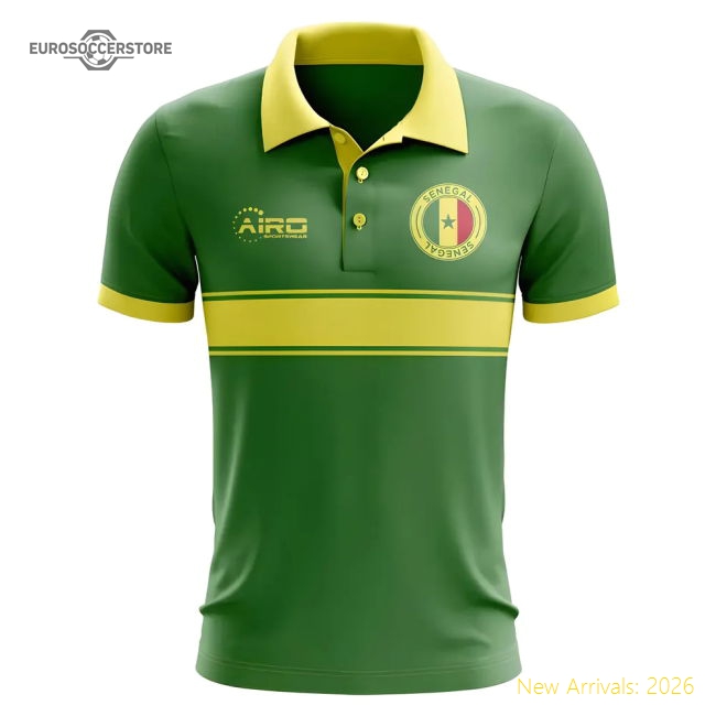 S,Senegal Match Day Senegal Concept Stripe Polo Shirt (Green)-Soccer Shirts Store: 2026 World Cup Kits