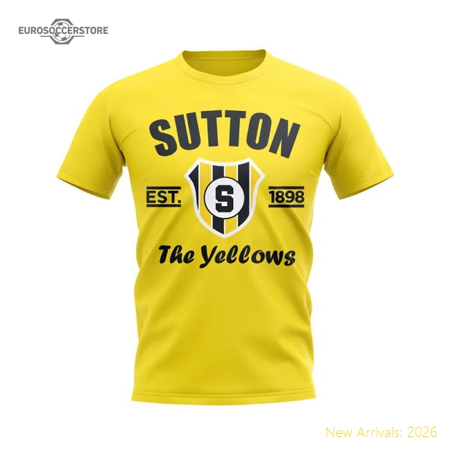 Non-League Sutton Established Football T-Shirt (Yellow)-Soccer Shirts Store: 2026 World Cup Kits