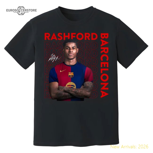 Barcelona Marcus Rashford Barcelona New Signing T-Shirt (Black)-World Cup Jersey Hub - 2026 National Football Kits Store
