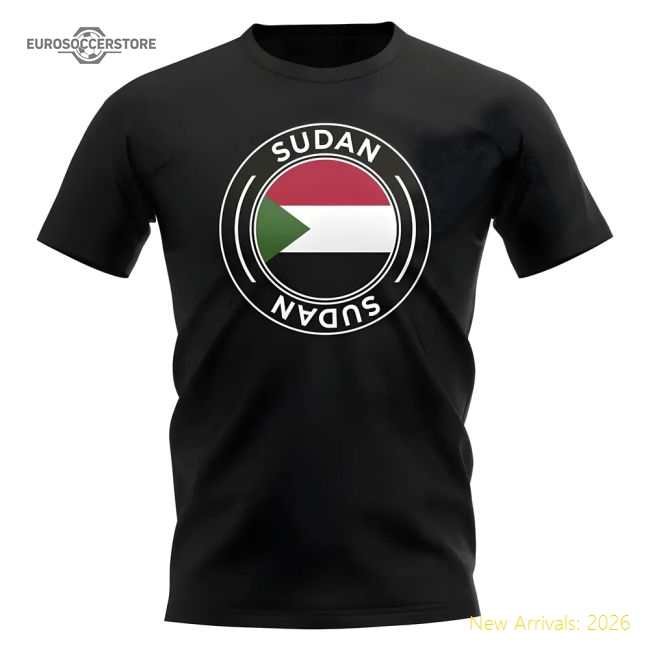 S,Sudan Tournament Sudan Football Badge T-Shirt (Black)-World Cup Jersey Hub - 2026 National Football Kits Store