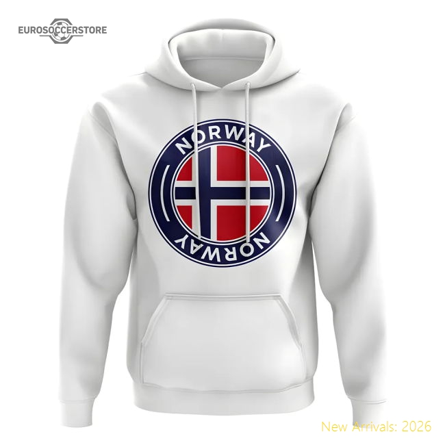 Norway Norway Football Badge Hoodie White-Soccer Shirts Store: 2026 World Cup Kits