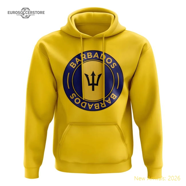 S,Barbados Tournament Barbados Football Badge Hoodie (Yellow)-World Cup Jersey Hub - 2026 National Football Kits Store