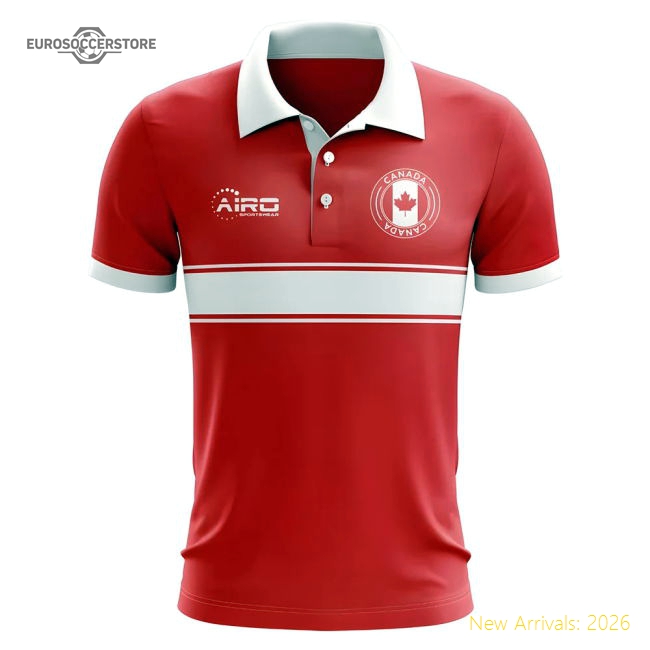 S,Canada Match Day Canada Concept Stripe Polo Shirt (Red)-Soccer Shirts Store: 2026 World Cup Kits