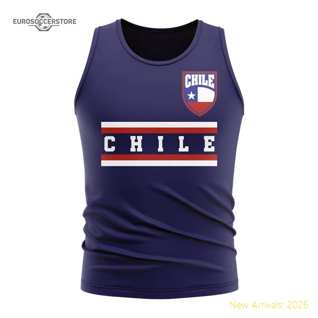 S,Chile Chile Core Football Country Sleeveless Tee (Navy)-Soccer Shirts Store: 2026 World Cup Kits
