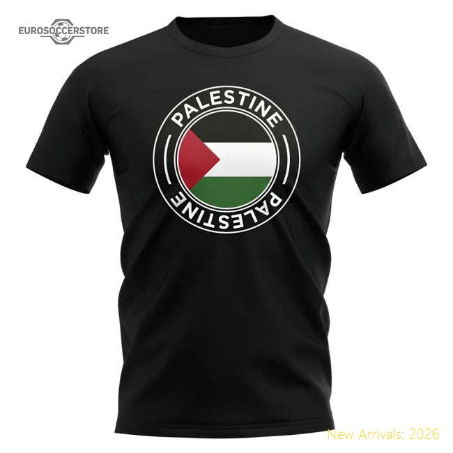 Palestine Palestine Football Badge Graphic Fan Tee Black-World Cup Jersey Hub - 2026 National Football Kits Store