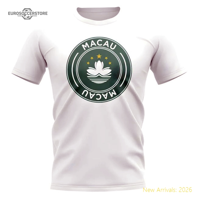 Macau Macau Football Badge Casual T-Shirt White-World Cup Jersey Hub - 2026 National Football Kits Store