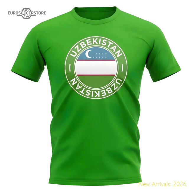 Uzbekistan Uzbekistan Football Badge Graphic Fan Tee Green-World Cup Jersey Hub - 2026 National Football Kits Store