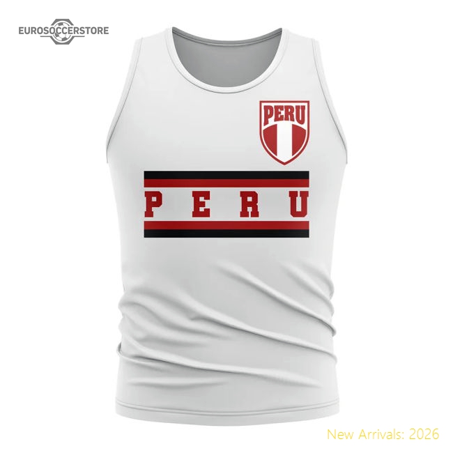 S,Peru Peru Core Football Country Sleeveless Tee (White)-World Cup Jersey Hub - 2026 National Football Kits Store
