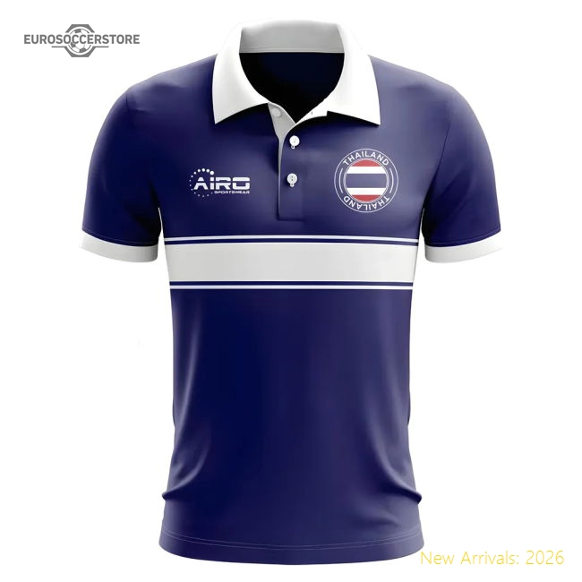 Thailand Thailand Concept Stripe Polo Football Top Navy-World Cup Jersey Hub - 2026 National Football Kits Store