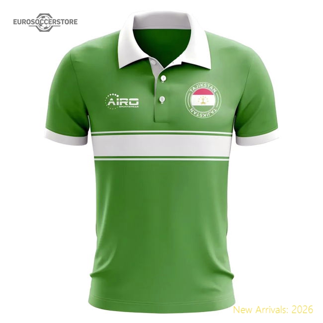 S,Polo S Match Day Tajikstan Concept Stripe Polo Shirt (Green)-Soccer Shirts Store: 2026 World Cup Kits