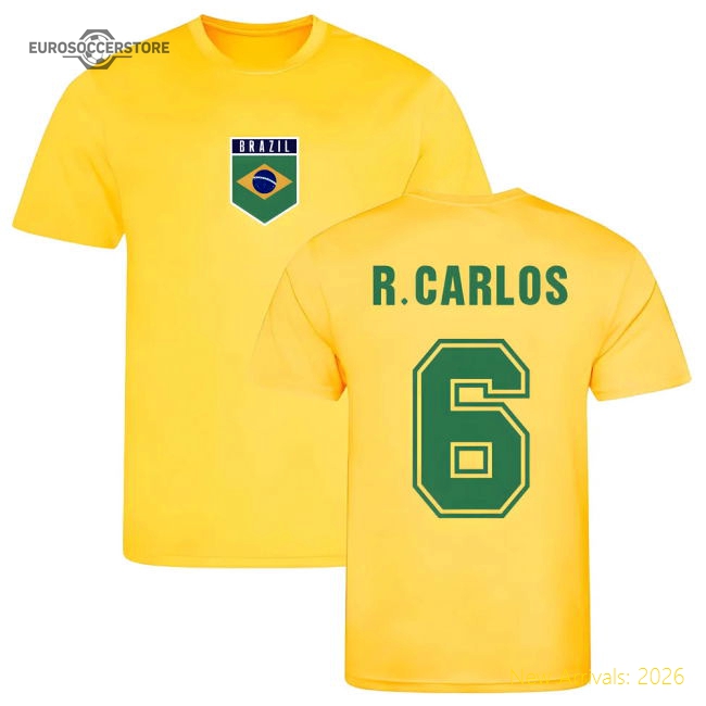 S,Brazil Roberto Carlos Brazil Training Football Shirt (Yellow)-Soccer Shirts Store: 2026 World Cup Kits