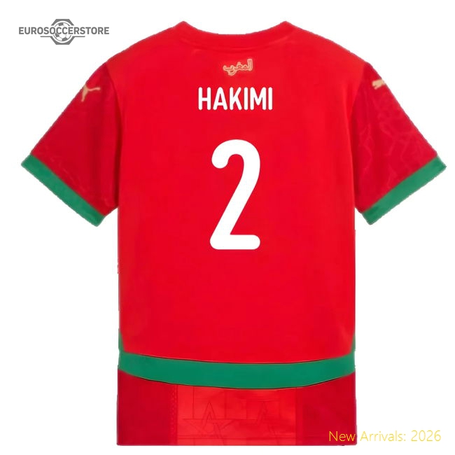 S,Morocco Kids(Youth) 2024-2025 Morocco Home Shirt (Youth) (Hakimi 2)-World Cup Jersey Hub - 2026 National Football Kits Store