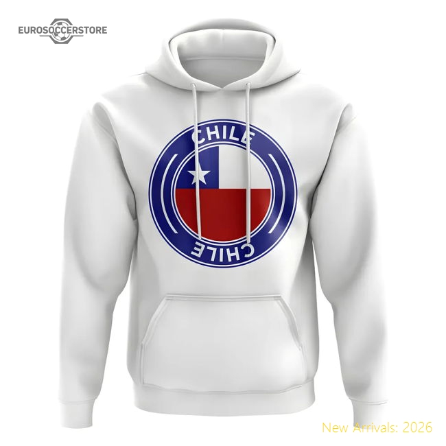 S,Chile Competition Ready Chile Football Badge Hoodie (White)-Soccer Shirts Store: 2026 World Cup Kits