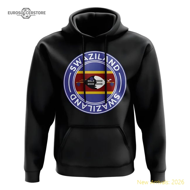 S,Swaziland Game Ready Swaziland Football Badge Hoodie (Black)-World Cup Jersey Hub - 2026 National Football Kits Store