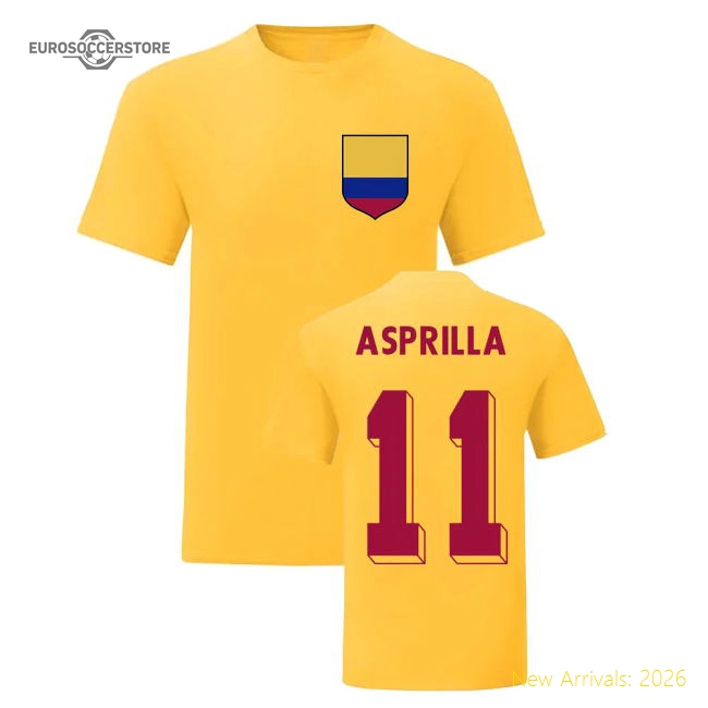 S,Colombia Faustino Asprilla Colombia National Hero Tee\'S (Yellow)-Soccer Shirts Store: 2026 World Cup Kits