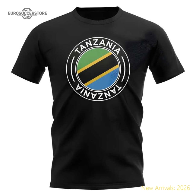 S,Tanzania Competition Ready Tanzania Football Badge T-Shirt (Black)-World Cup Jersey Hub - 2026 National Football Kits Store