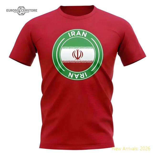 Iran Iran Football Badge Casual T-Shirt Red-World Cup Jersey Hub - 2026 National Football Kits Store