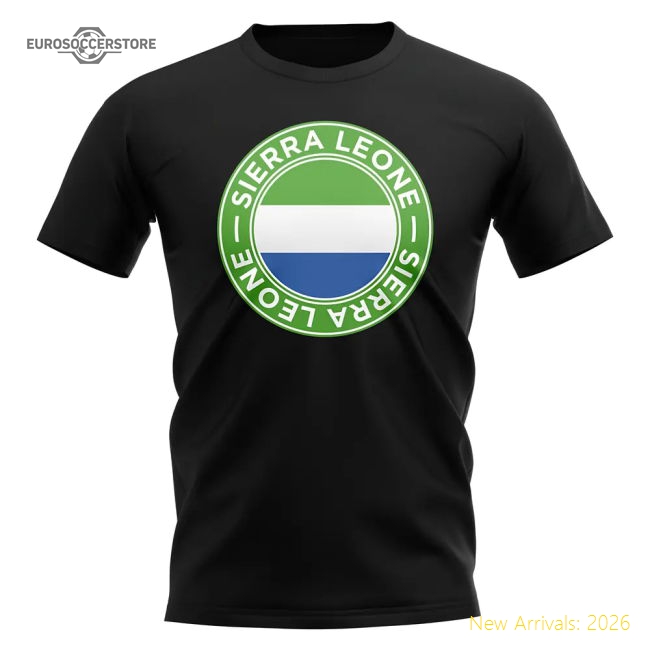 S,Sierra Leone Sierra Leone Football Badge T-Shirt (Black)-World Cup Jersey Hub - 2026 National Football Kits Store