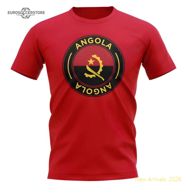 S,Angola Competition Ready Angola Football Badge T-Shirt (Red)-World Cup Jersey Hub - 2026 National Football Kits Store