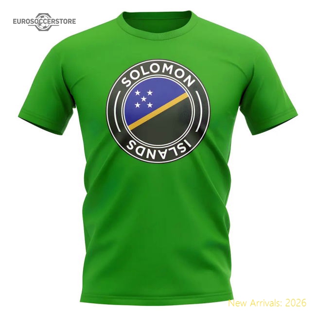 S,Solomon Islands Solomon Islands Football Badge T-Shirt (Green)-World Cup Jersey Hub - 2026 National Football Kits Store