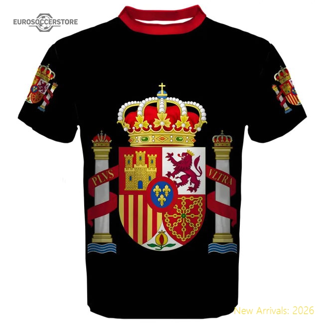 S,International Spain Coat Of Arms Sublimated Sports Football Shirt-World Cup Jersey Hub - 2026 National Football Kits Store