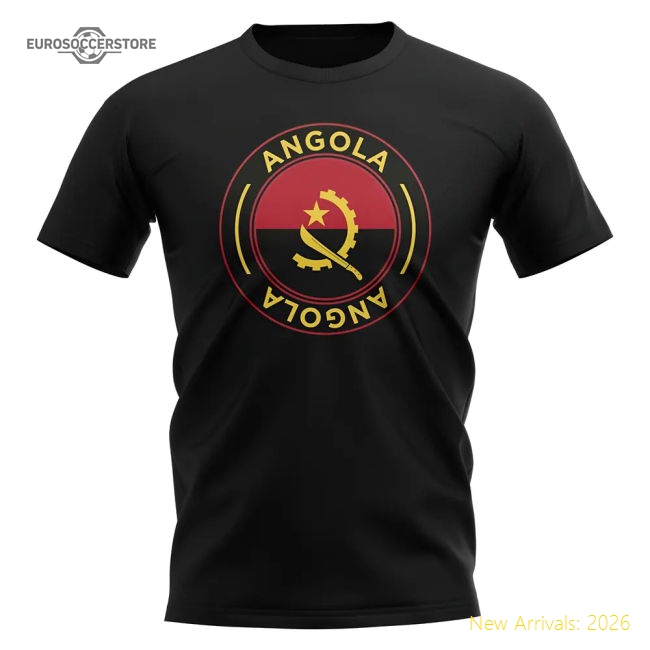 S,Angola Competition Ready Angola Football Badge T-Shirt (Black)-World Cup Jersey Hub - 2026 National Football Kits Store