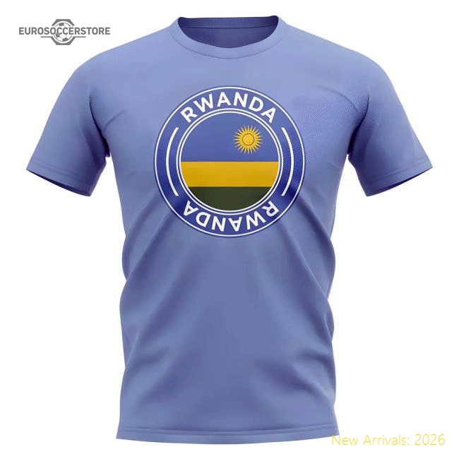 S,Rwanda Match Day Rwanda Football Badge T-Shirt (Sky) Perfect For Cheer-World Cup Jersey Hub - 2026 National Football Kits Store