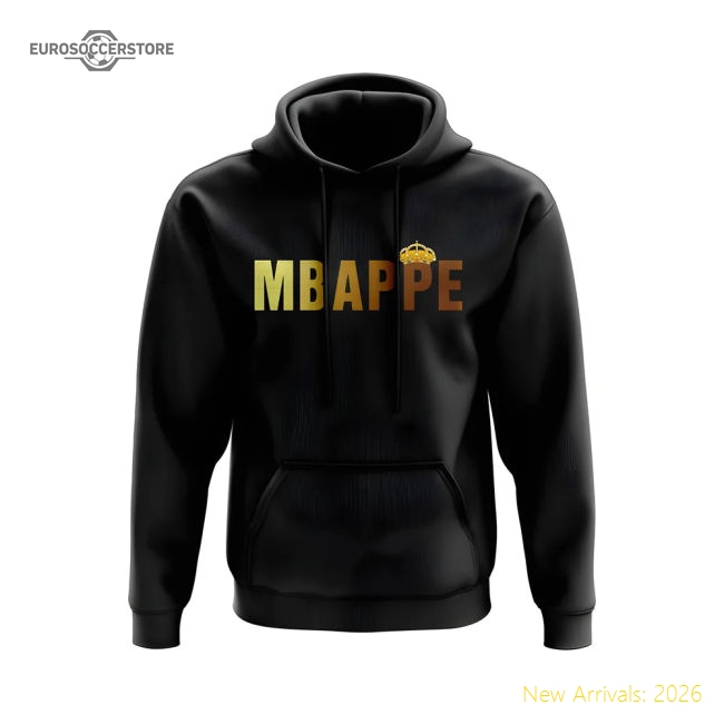 Real Madrid Kylian Mbappe Real Madrid Crown Hoody (Black)-World Cup Jersey Hub - 2026 National Football Kits Store