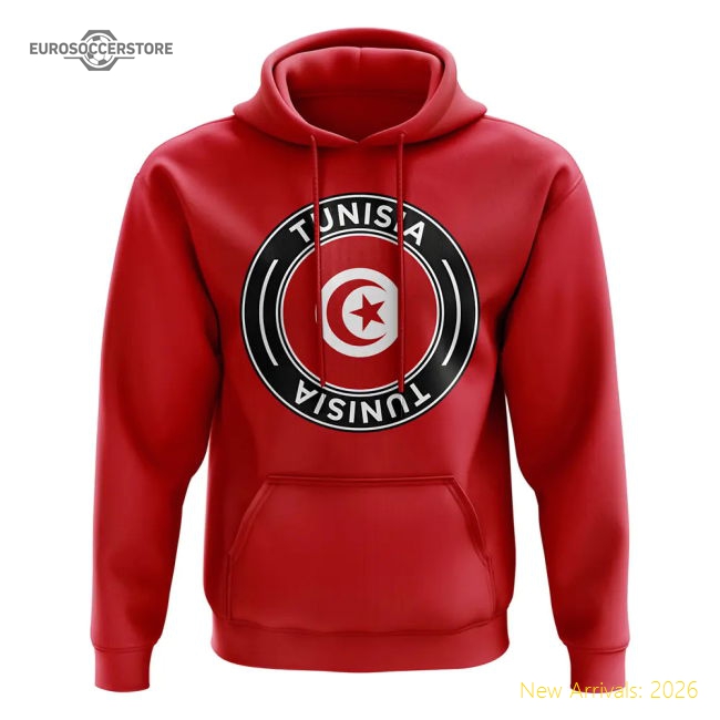 S,Tunisia Tournament Tunisia Football Badge Hoodie (Red)-World Cup Jersey Hub - 2026 National Football Kits Store