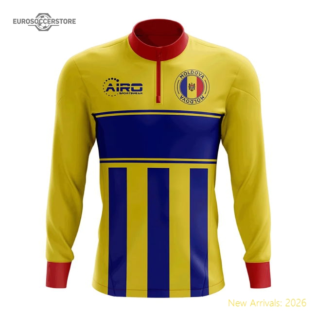 Moldova Moldova Concept Football Half Zip Midlayer Top Yellow-Blue-World Cup Jersey Hub - 2026 National Football Kits Store