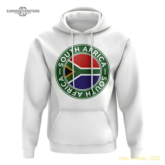 S,South Africa South Africa Football Badge Hoodie (White)-World Cup Jersey Hub - 2026 National Football Kits Store