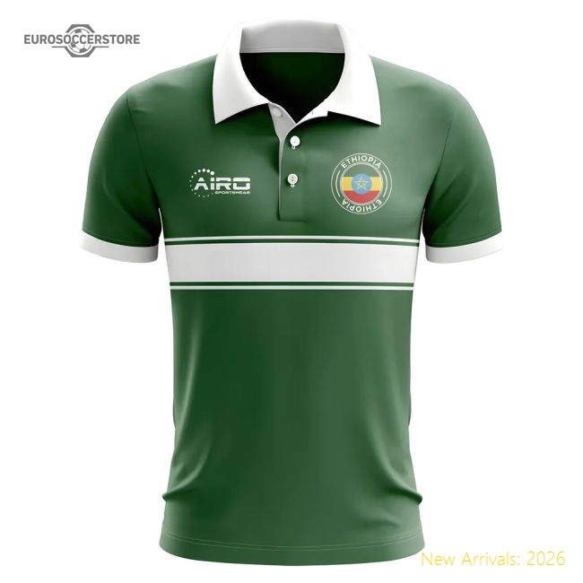 S,Ethiopia Game Ready Ethiopia Concept Stripe Polo Shirt (Green)-Soccer Shirts Store: 2026 World Cup Kits