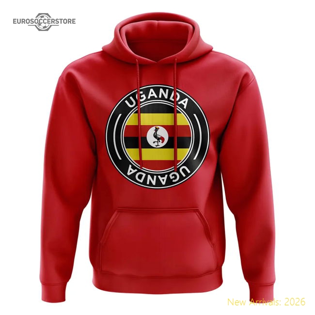 S,Uganda Tournament Uganda Football Badge Hoodie (Red) Perfect For Cheer-World Cup Jersey Hub - 2026 National Football Kits Store