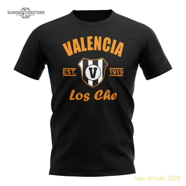 Valencia Valencia Established Football Football T-Shirt (Black)-World Cup Jersey Hub - 2026 National Football Kits Store