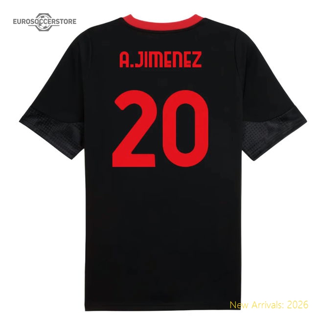 2025-2026 AC Milan Training Jersey (Black) (A.Jimenez 20)-The Soccer Shirt Hub