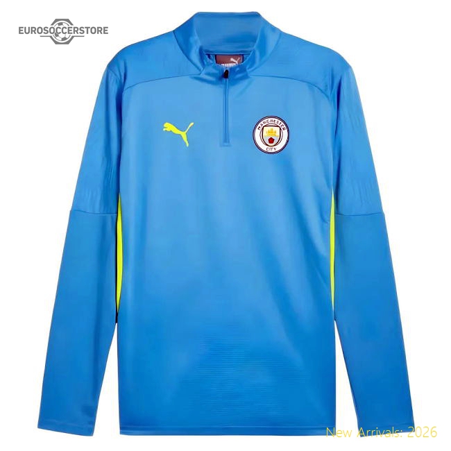 2024-2025 Man City Training 1/4 Zip Top (Magic Blue)-The Soccer Shirt Hub