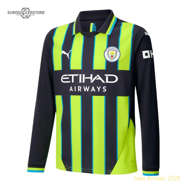 2024-2025 Man City Away Long Sleeve Shirt (Kids)-The Soccer Shirt Hub