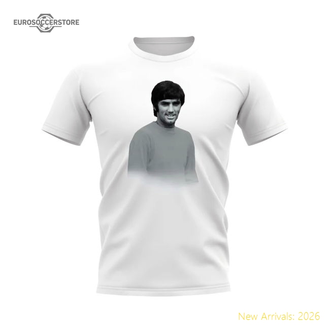 George Best Manchester United Legend T-Shirt (White)-The Soccer Shirt Hub