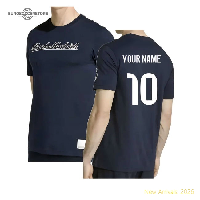 2025-2026 Real Madrid US Tee (Navy) (Your Name)-The Soccer Shirt Hub