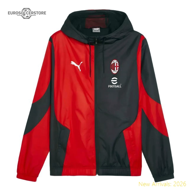 2023-2024 AC Milan Prematch Woven Jacket (Black)-The Soccer Shirt Hub