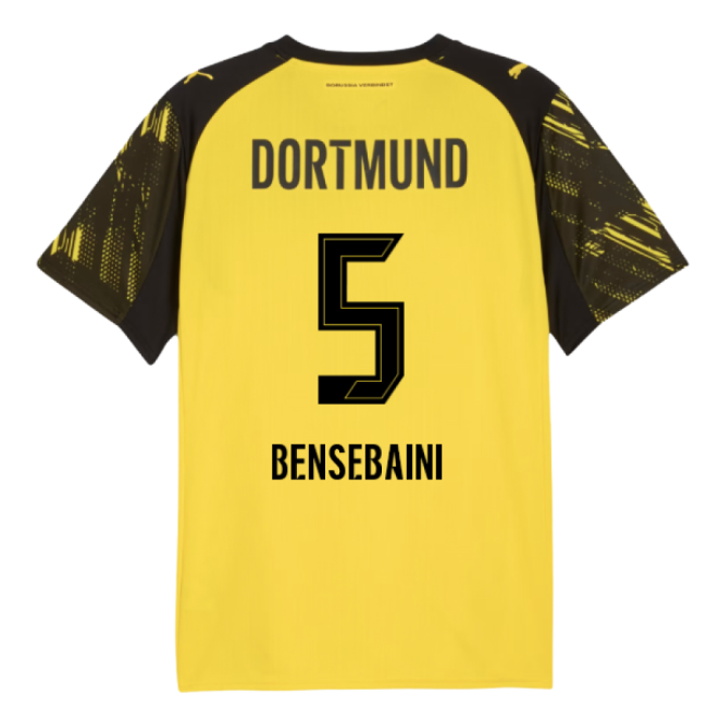 2025-2026 Borussia Dortmund Home Shirt (Bensebaini 5)-The Soccer Shirt Hub
