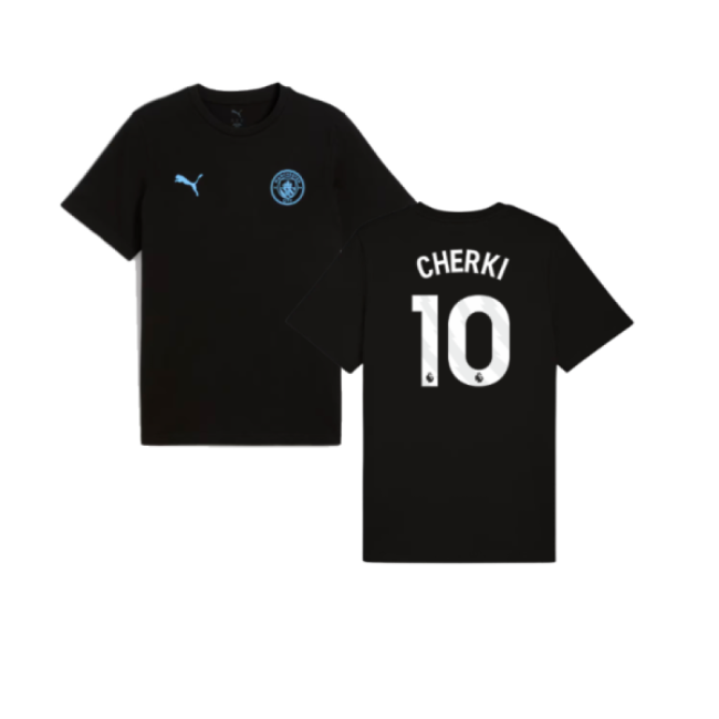 2025-2026 Man City FtblESS Tee (Black) (Cherki 10)-The Soccer Shirt Hub