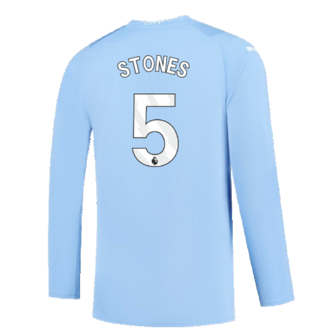 Manchester City 2023-2024 Puma Home Long Sleeved Shirt (S) (Good) (STONES 5)-The Soccer Shirt Hub