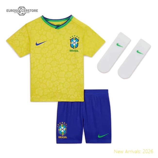 2022-2023 Brazil Home Little Boys Mini Kit (Casemiro 5)-The Soccer Shirt Hub