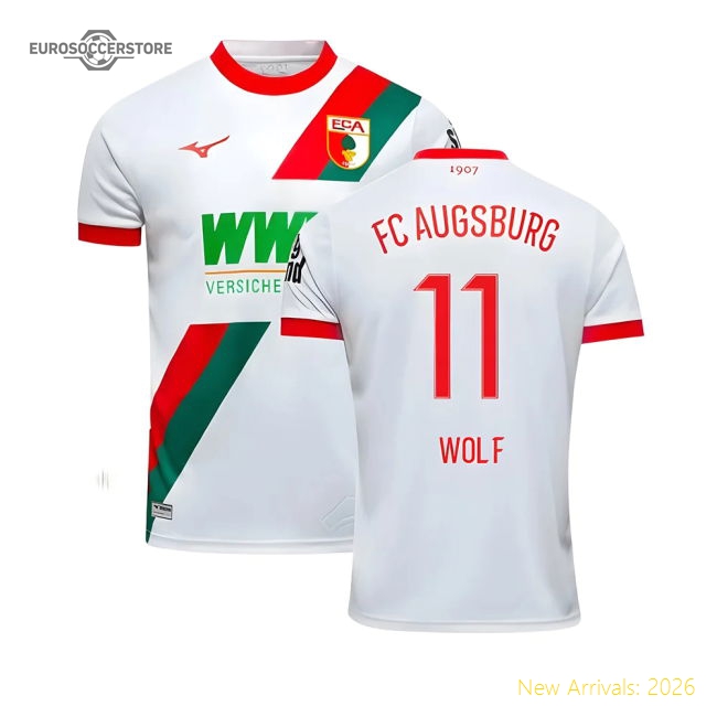 2025-2026 FC Augsburg Home Shirt (Wolf 11)-The Soccer Shirt Hub
