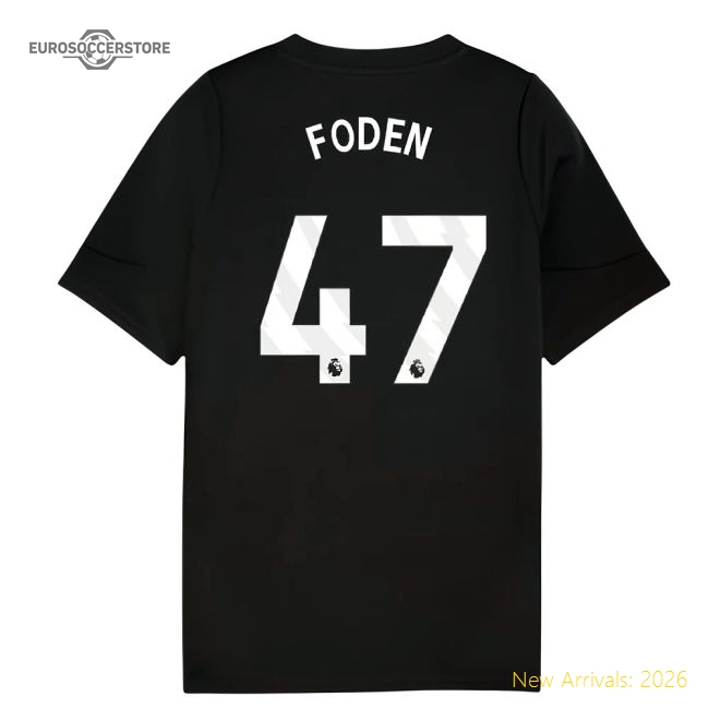 2025-2026 Man City Training Jersey (Black) - Kids (Foden 47)-The Soccer Shirt Hub