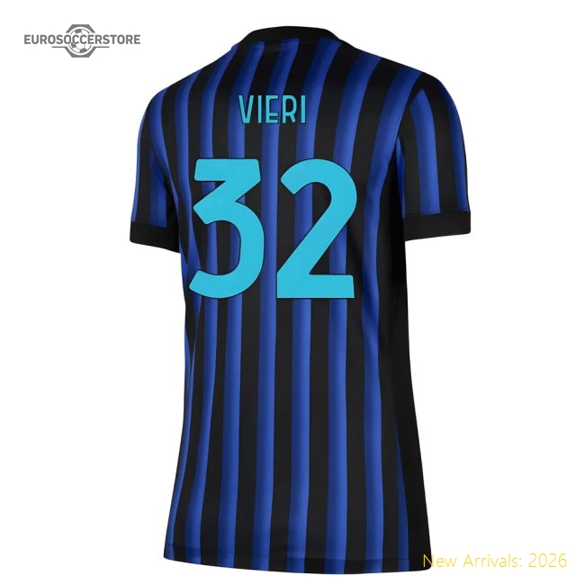 2025-2026 Inter Milan Home Shirt (Womens) (Vieri 32)-The Soccer Shirt Hub