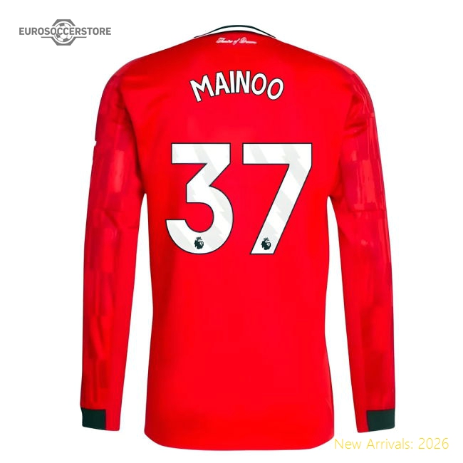 2025-2026 Man Utd Long Sleeve Home Shirt (Mainoo 37)-The Soccer Shirt Hub