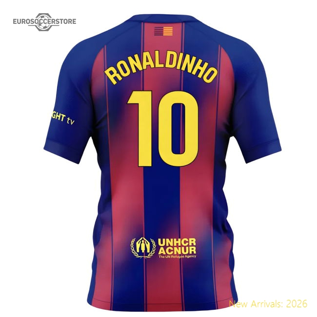 2025-2026 Barcelona Home Shirt (Kids) (Ronaldinho 10)-The Soccer Shirt Hub